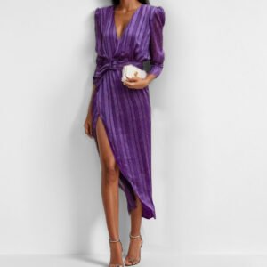 Elegant V Neck Sexy Striped Bodycon Dress