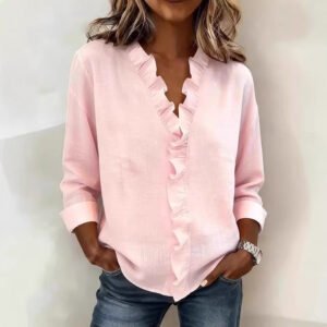 Ruffled Long Sleeve Cotton Shirt
