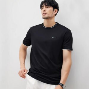 Men's Premium Cotton Crew Neck Tee with Contrast Trim Detail