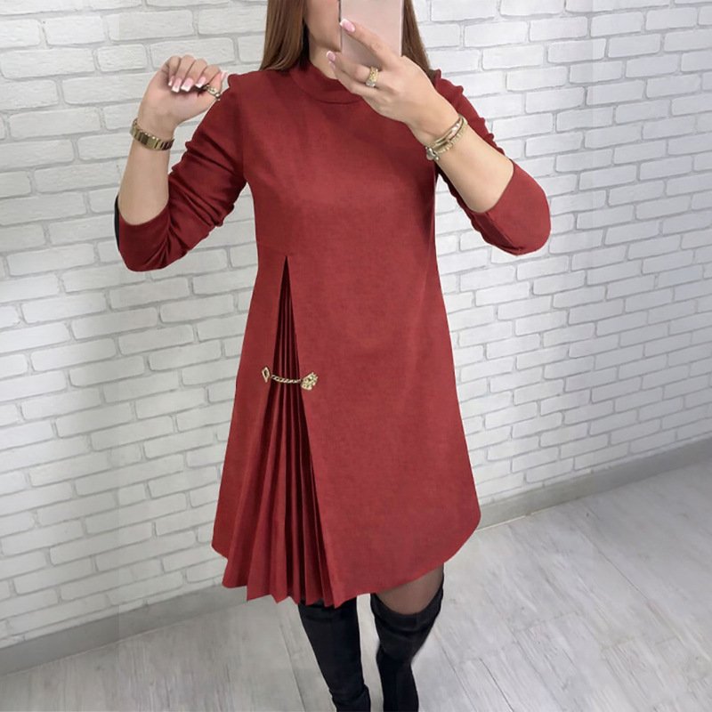 Short-sleeve Solid-color Chic Cropped Dress - Image 2
