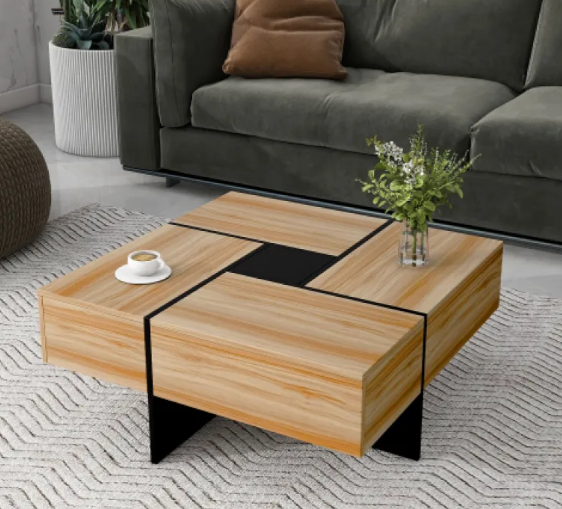 Unique Design Coffee Table With 4 Hidden Storage Compartments - Image 2