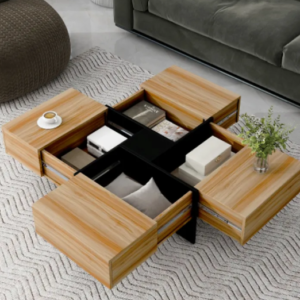 Unique Design Coffee Table With 4 Hidden Storage Compartments